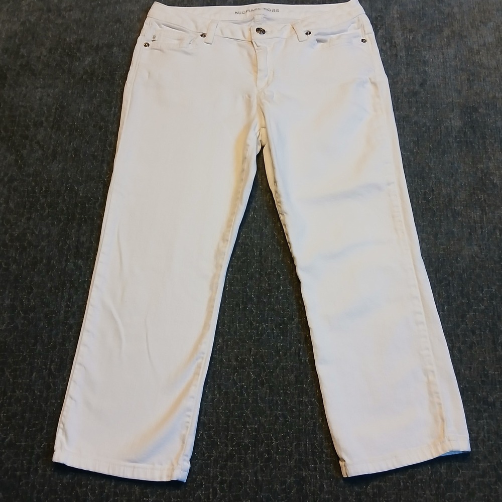 Michael Kors Womens White Straight Leg Denim Capri Jeans Size 4 Stretch